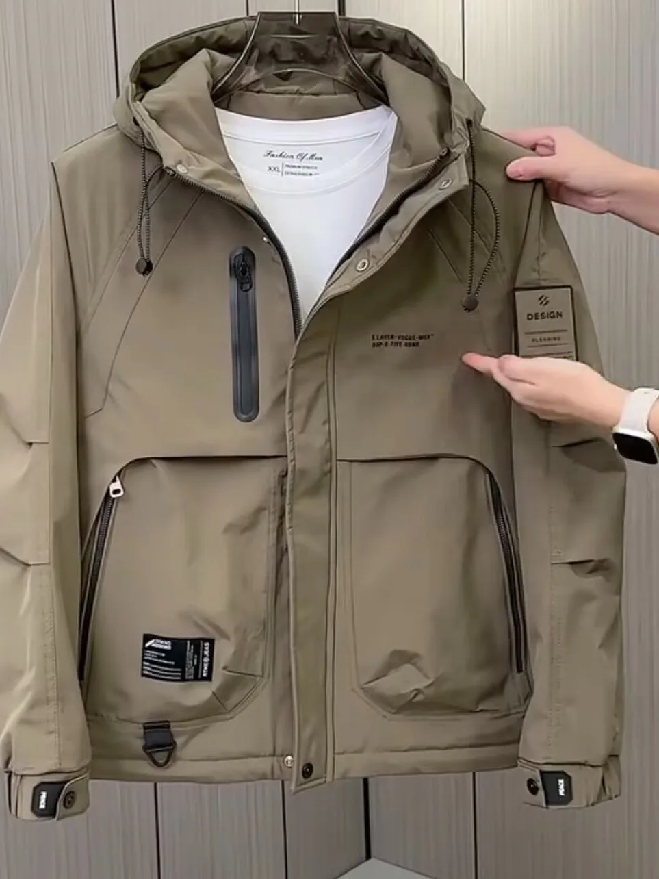 

Casual Men's Workwear Jaet Spring Autumn Windproof Hooded Polyester Fiber Zipper Closure Long Sve Stand Fit Youth Fas...