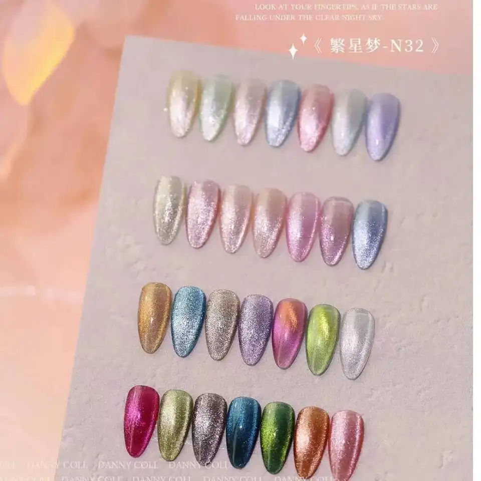 Set de esmalte de uñas gel ojo de gato 6D, esmalte de uñas UV removible, laca de uñas, primer, manicura 2