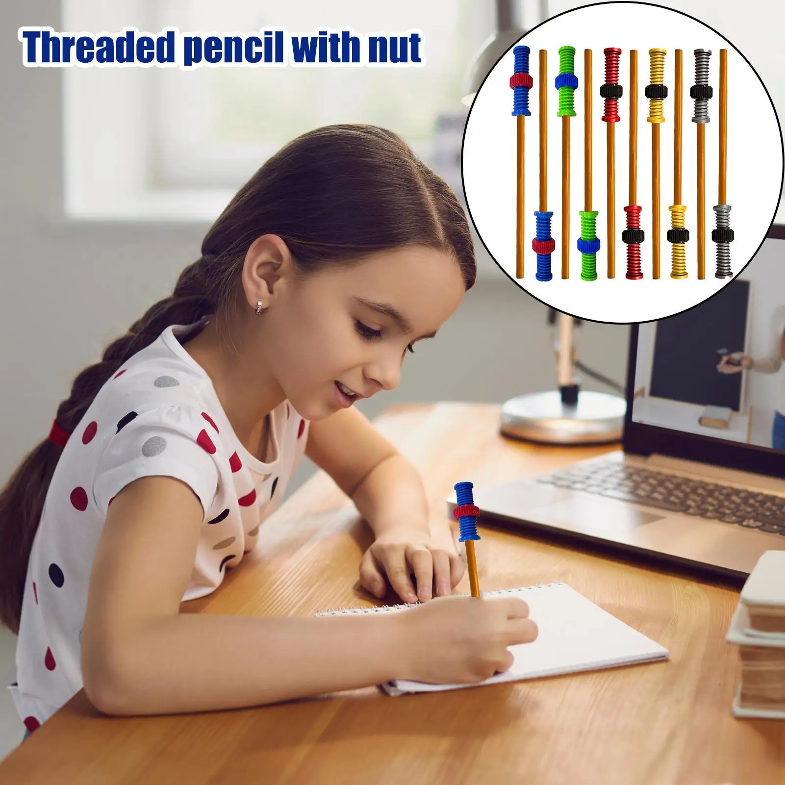 قلم فيدجيت للبالغين مكون من 10 قطع من أقلام الرصاص الخشبية مع ألعاب حسية صامولة قلم دوار للبنين والبنات والمراهقين في المدارس المنزلية