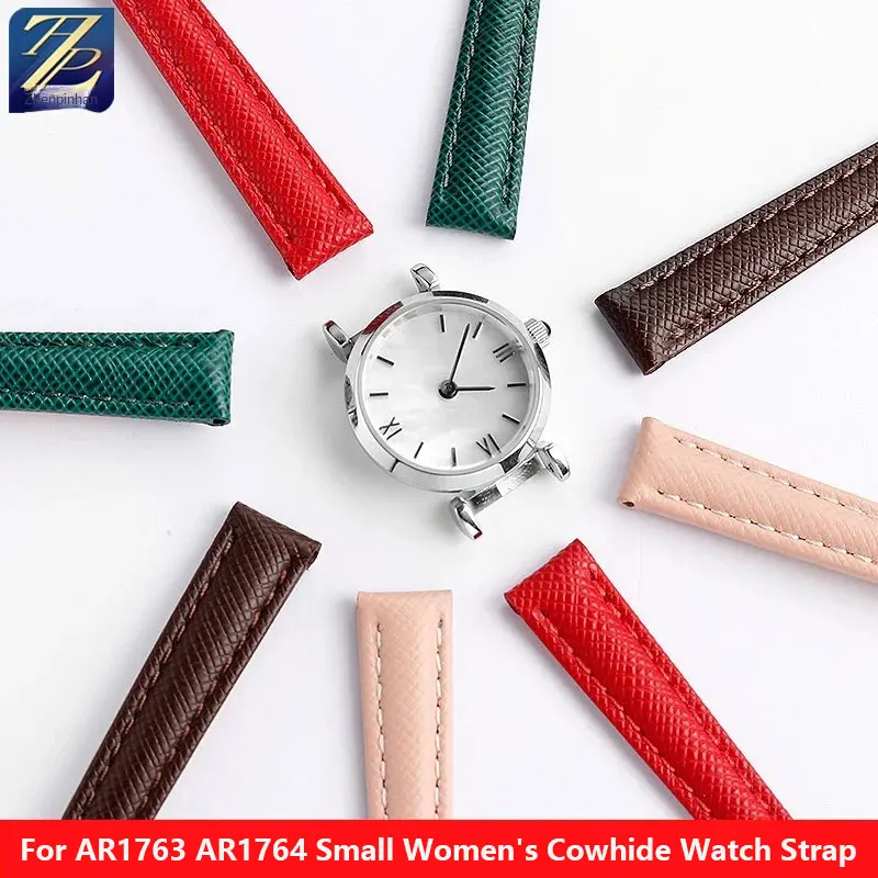 10mm Small Size soft Cowhide Watch Strap For Armani White Moonlight AR1763 AR1764 AR1961 AR1684 Women's Genuine lea-ther strap