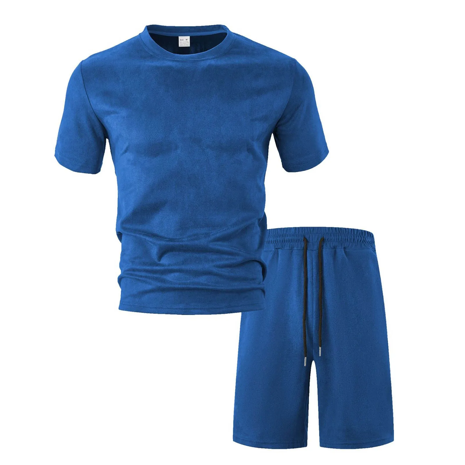 

La Suit Jacket Summer Thin Suede Men's Casual Sports Short Sleeve T Shirt Shorts Two Piece Mens Jacket Suits with Pants