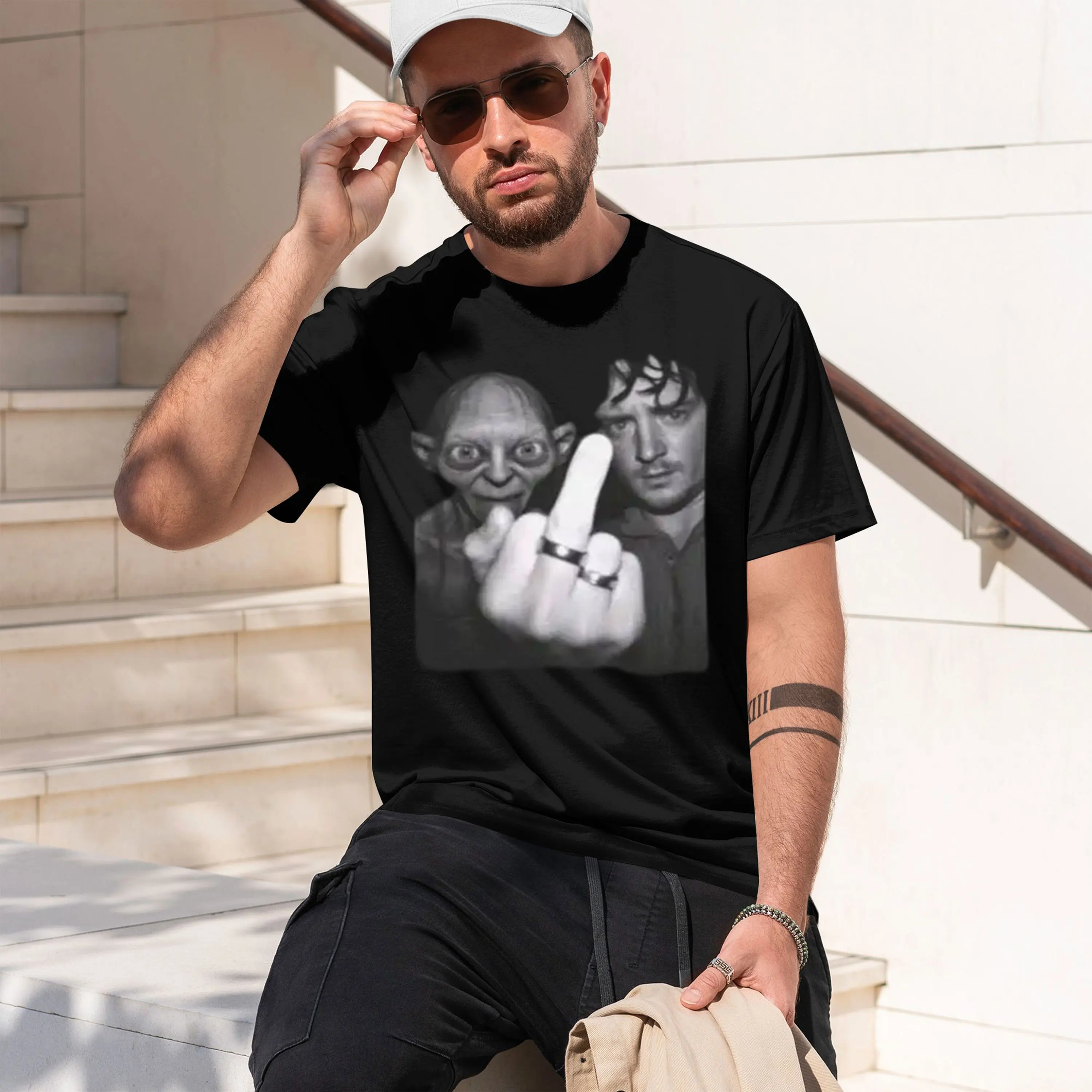 Camiseta vintage de Gollum y Fro de El Señor de los Anillos, divertida para fans del El Señor de los Anillos, modelo nuevo 2026, camiseta de manga corta con cuello redondo para hombre, clásica, informal, multiusos.