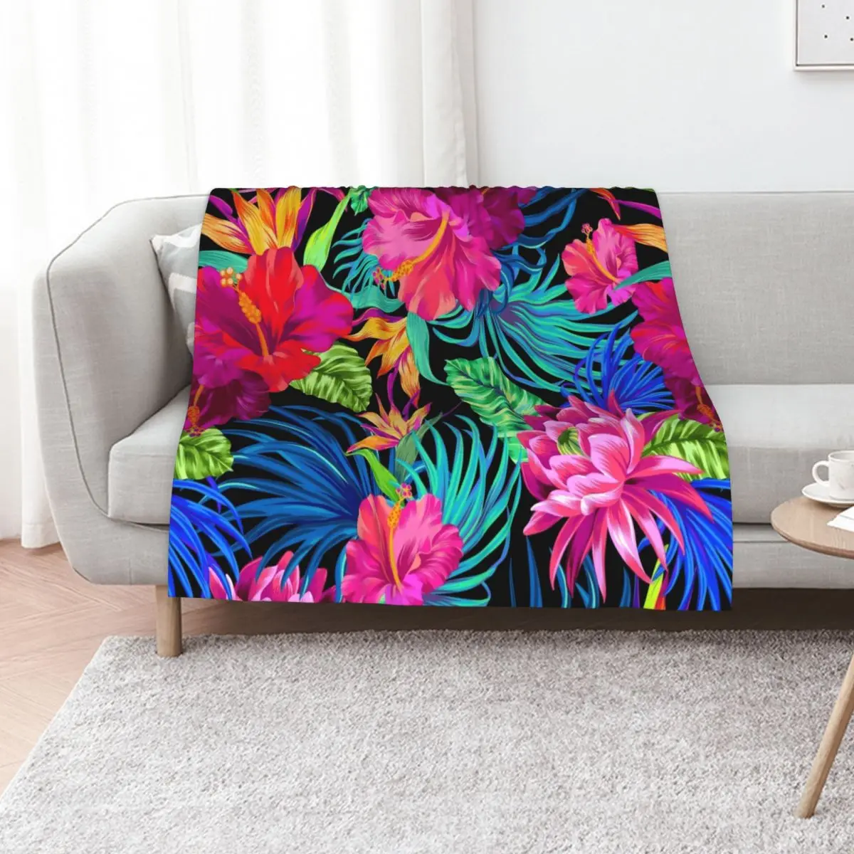 Drive You Mad Hibiscus Pattern Throw Blanket Year Round Soft Comfortable Blanket for Home