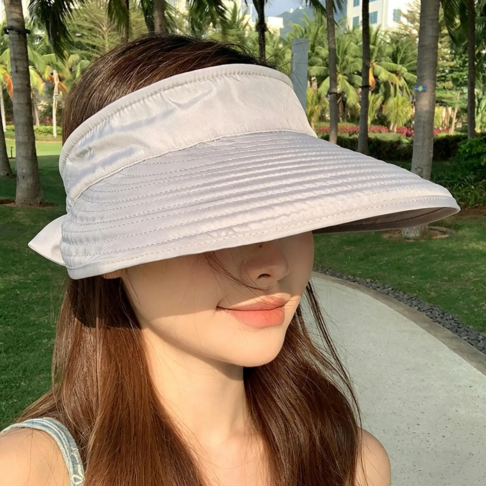 

Detachable bow sun hat Wide Brim Visor Hat Summer ice silk UV protection outdoor sun hat Wide-brimmed sun hat Summer Hat