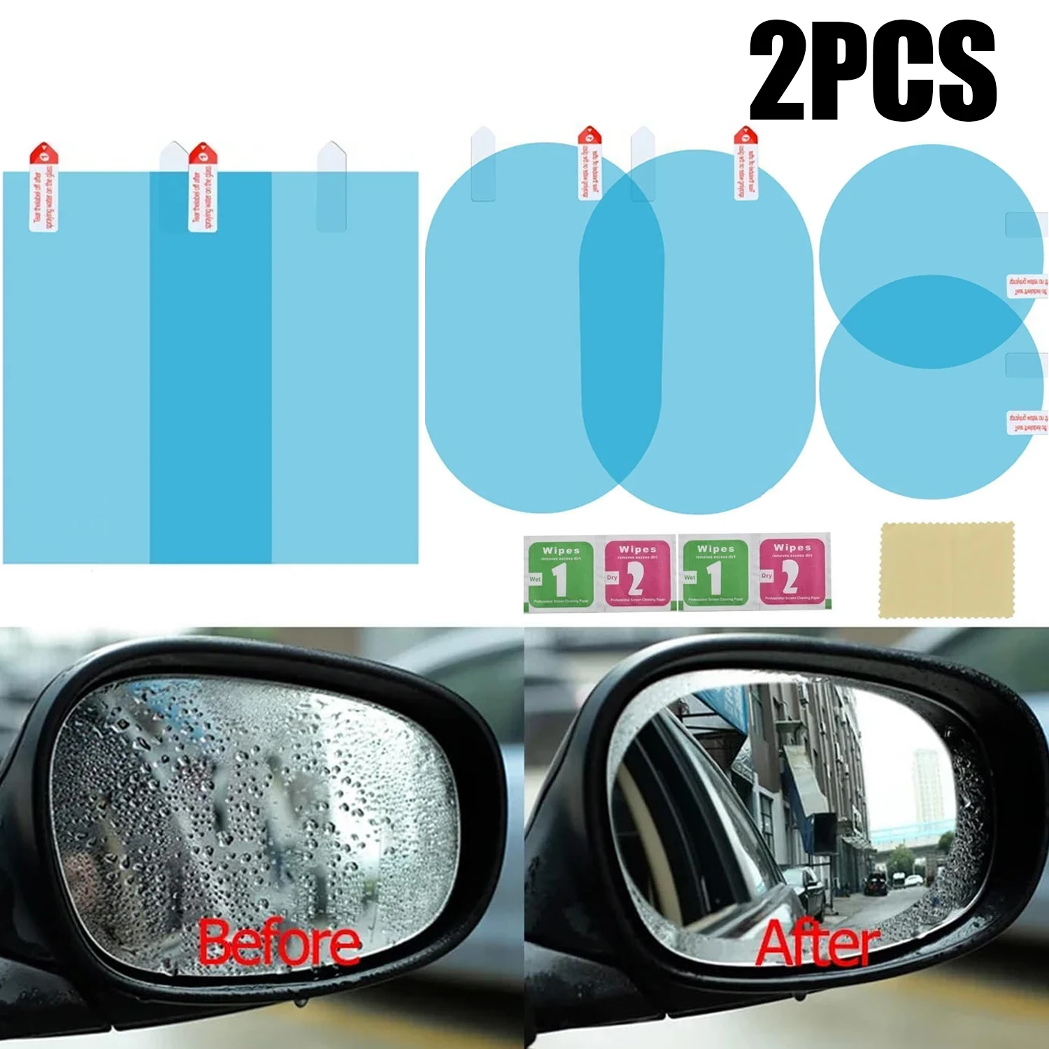 2/4 stücke Auto Rückspiegel Schutz Film Regendicht Anti Nebel Membran Anti Scratch Anti-Glare Wasserdichte Auto Aufkleber klar Film