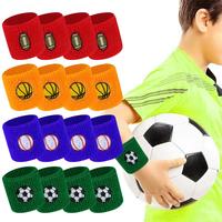 Sweat Absorbing Wristband Kids Sports Wristband Set with Ball Embroidery Stretchable Breathable Sweat Absorbing Wrist for Boys