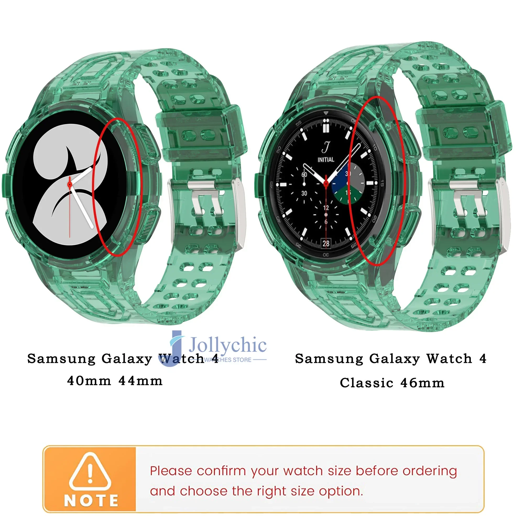 Gehäuse + Armband für Samsung Galaxy Watch 6 4 40 mm 44 mm, transparentes Silikonband, Sportarmband, Galaxy Watch 4 Classic 46 Zubehör