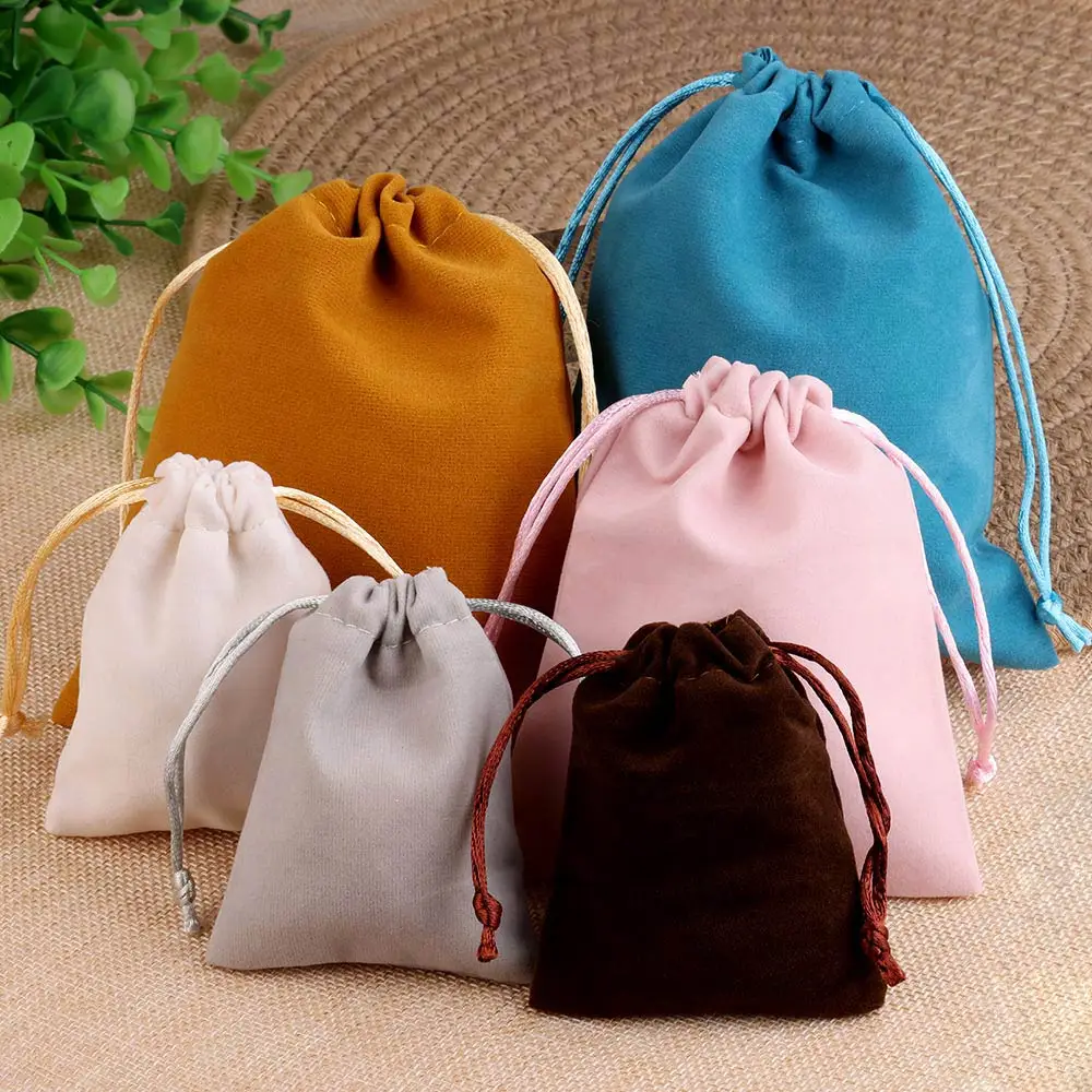 10pcs/lot 5x7 7x9 10x12 12x15cm Velvet Jewelry Bags Wedding Packaging Party High Quality Drawstring Packing Gift Bags & Pouches