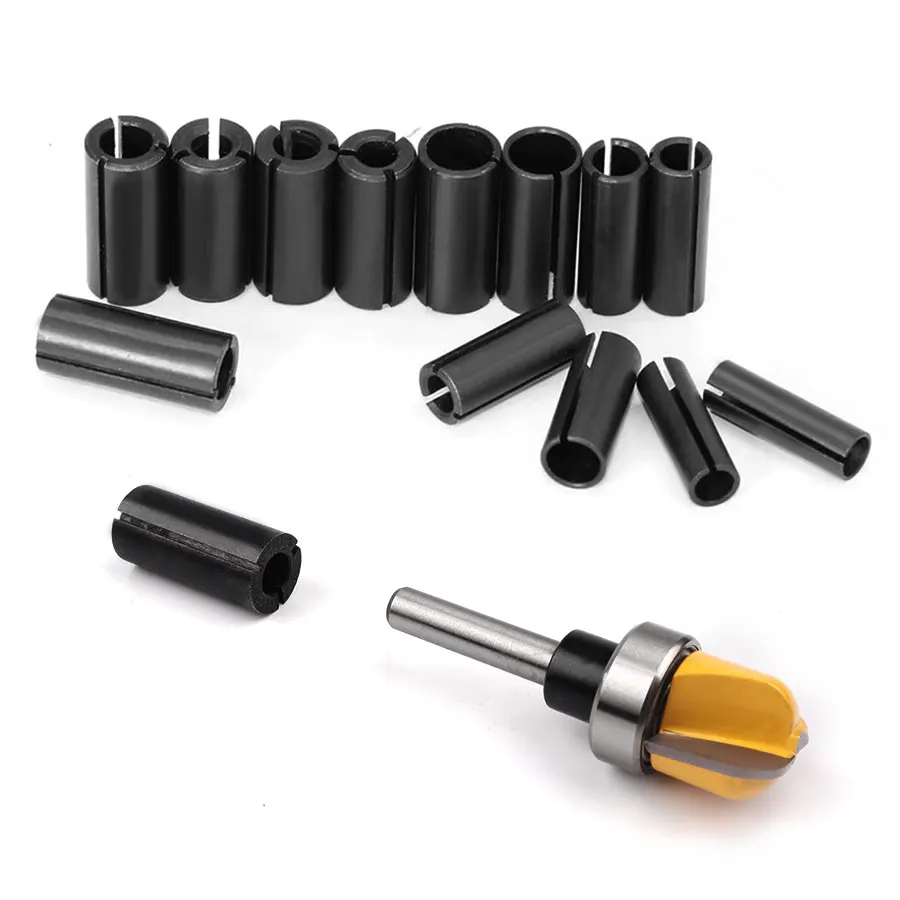 

Набор из 10 цанговых патронов с переменным диаметром для фрезерных насадок по дереву, стабильное зажимное крепление для триммеров и гравировальных станков, аксессуар для инструментов