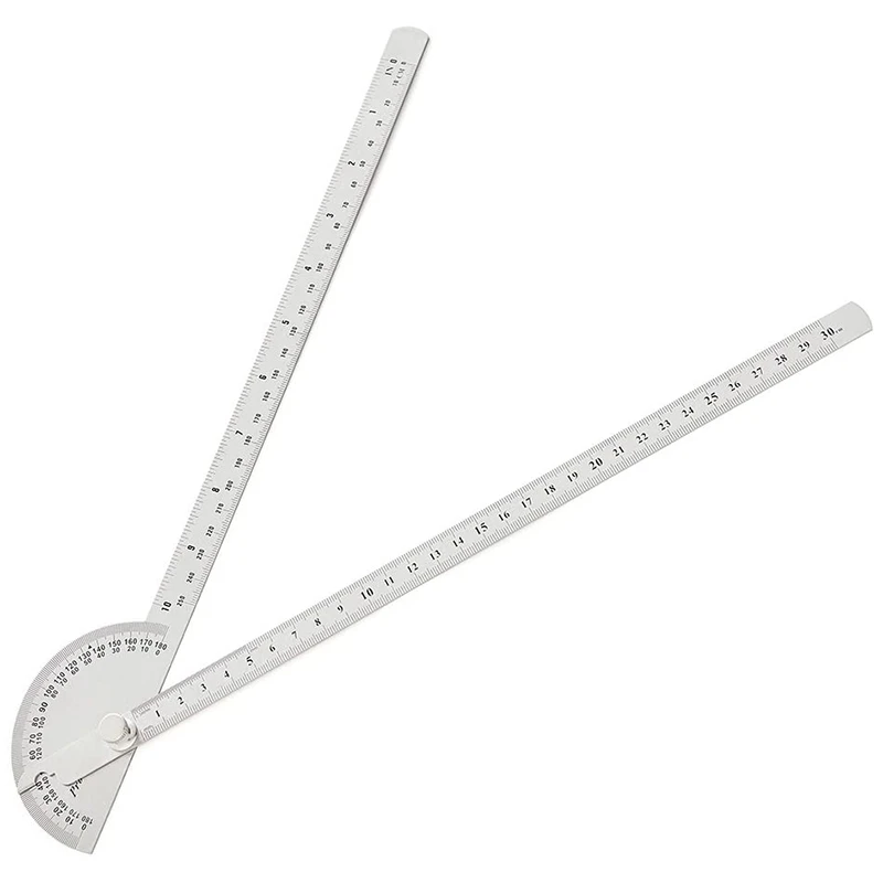 Hoekzoeker Zwenkarm Gradenboog 0-180 Graden Rvs Goniometer Gradenboog Liniaal 250Mm