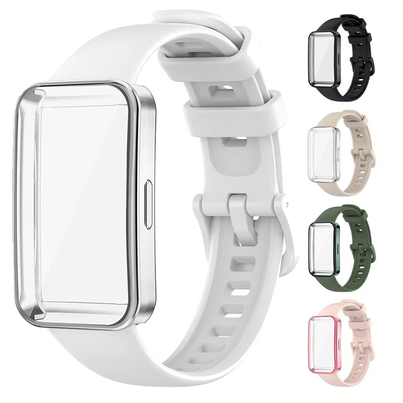 Soft Case+Silicone watch band For Huawei Band 10 9 8 Strap Accessories Replacement Bracelet Wristband correa Huawei band 10 9 8