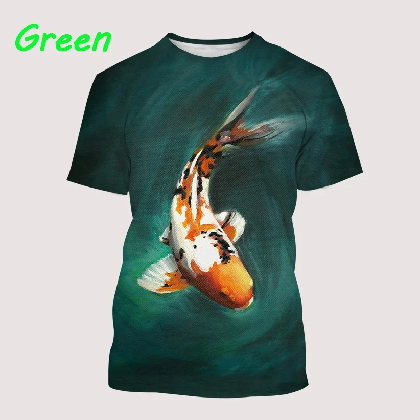 Koi Fish Lucky Fish 3D Print Summer Men Women Crew Neck T-shirt Casual Short Sleeve Streetwear Oversized Tops Fashion Clothing