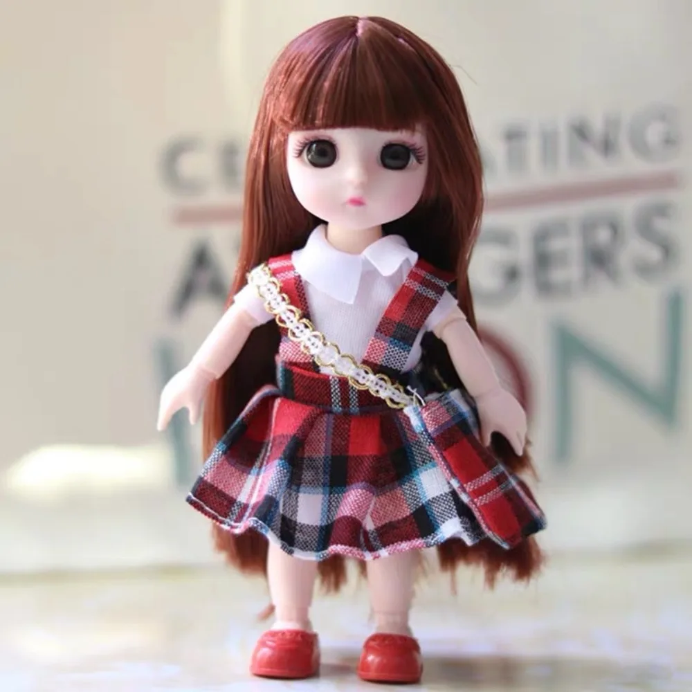 

Кукла BJD BJD 1/12 с одеждой и голубыми глазами, мини-кукла для девочек с одеждой, 13 подвижных суставов с обувью