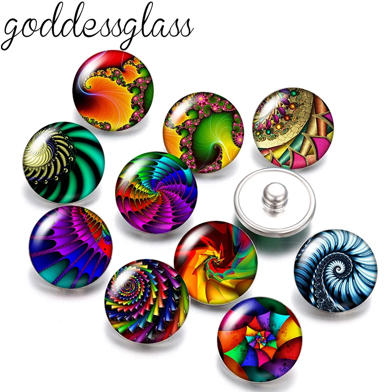 New rotated Patterns Gradient Colors 10pcs Round photo 12mm/18mm snap buttons for 12mm/18mm snap necklace DIY findings jewelry