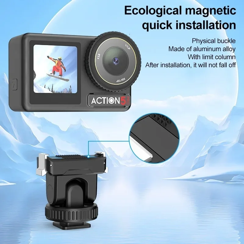 for DJI Osmo Action 5 Pro / 4 / 3 PULUZ Cold Shoe for DJI Accessories Gimbal Quick Release Base Adapter
