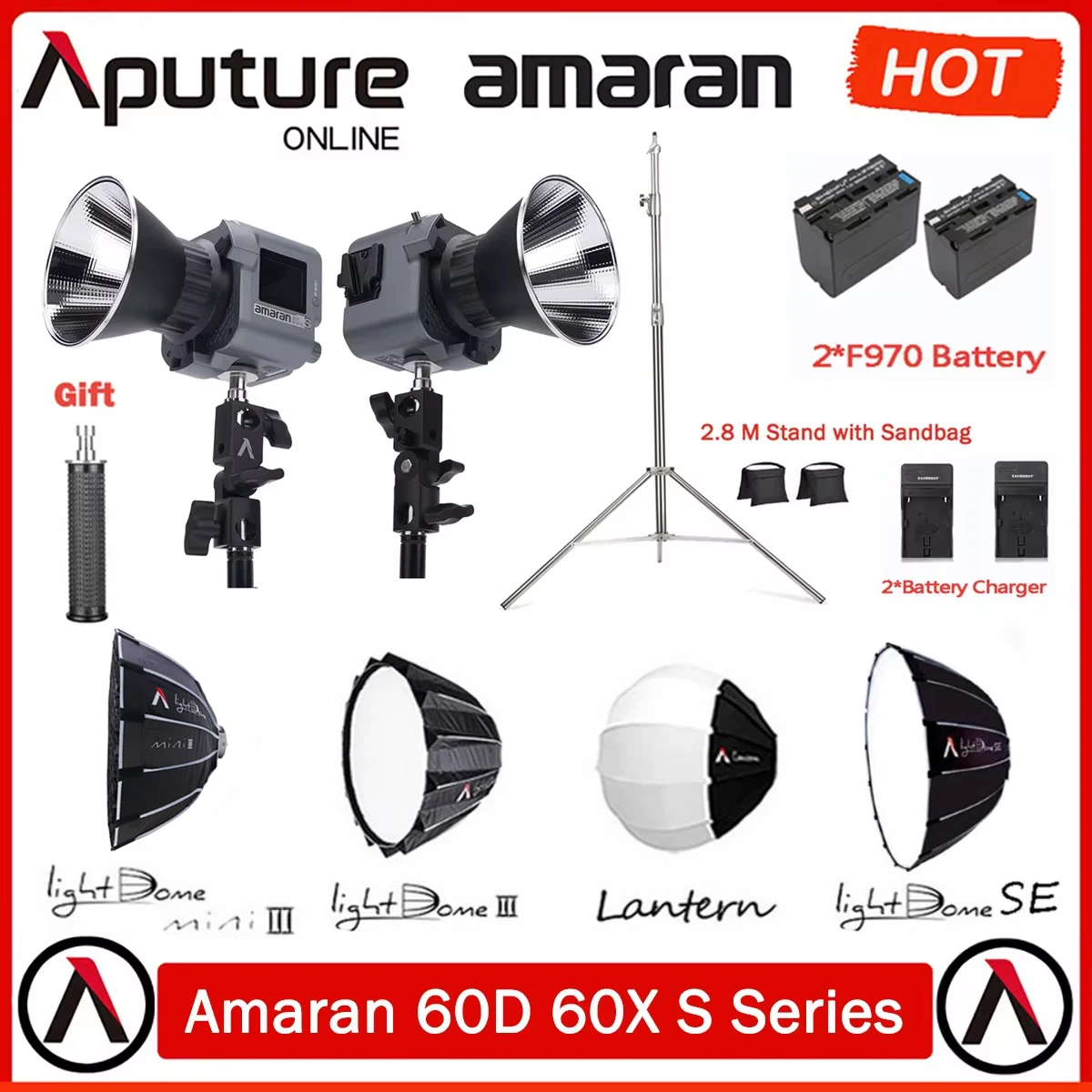 Aputure Amaran 60x S 60d S COB LED Video Light 65W 2700-6500K Bi-color 9 Lighting Effects App Control for TikTok Video Recording