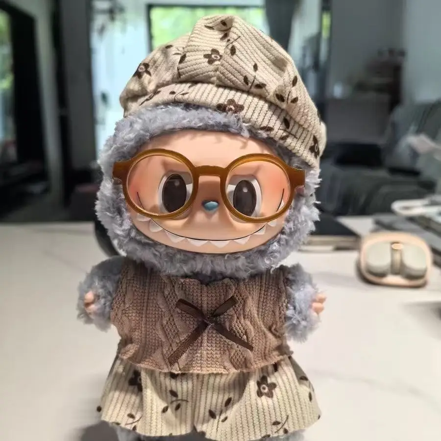 

For 17cm Labubu V2 V1 Cartoon Brown Dress Cute Doll Clothes Outfit Accessories Idol Doll Clothing for Kid Gift for Labubu Ropa