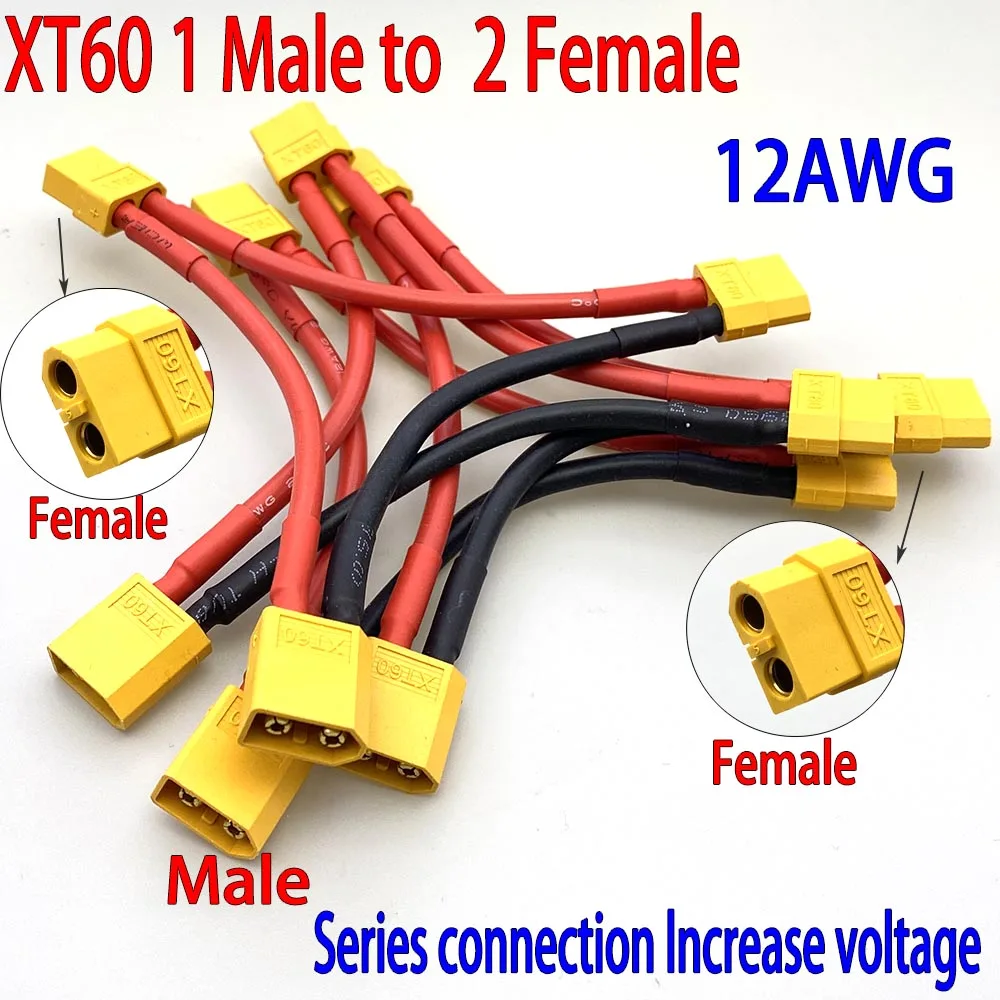 7 Stück XT90 XT60 XT30 TRX T-Stecker Stecker auf Buchse 12AWG 10AWG Batterieadapter Serie Y-Form RC Hubschrauber Verbindungskabel – Detail 7