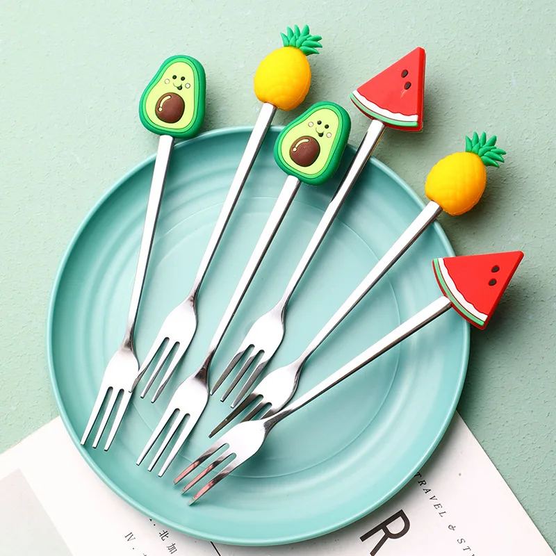 1 Pcs Stainless Steel Cute Fruit Shaped Coffee Spoons Fruit Dessert Spoon Fork Candy Tea Spoon Drink Tableware Kitchen Supplies