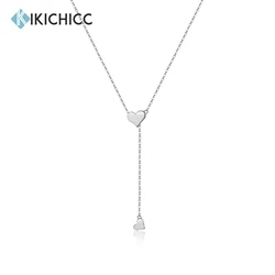 KIKICHICC 925 Sterling Silver Gold Adjustable Chain Heart Pendant Charm Necklace Drop Choker Resizable Women Luxury Jewekry