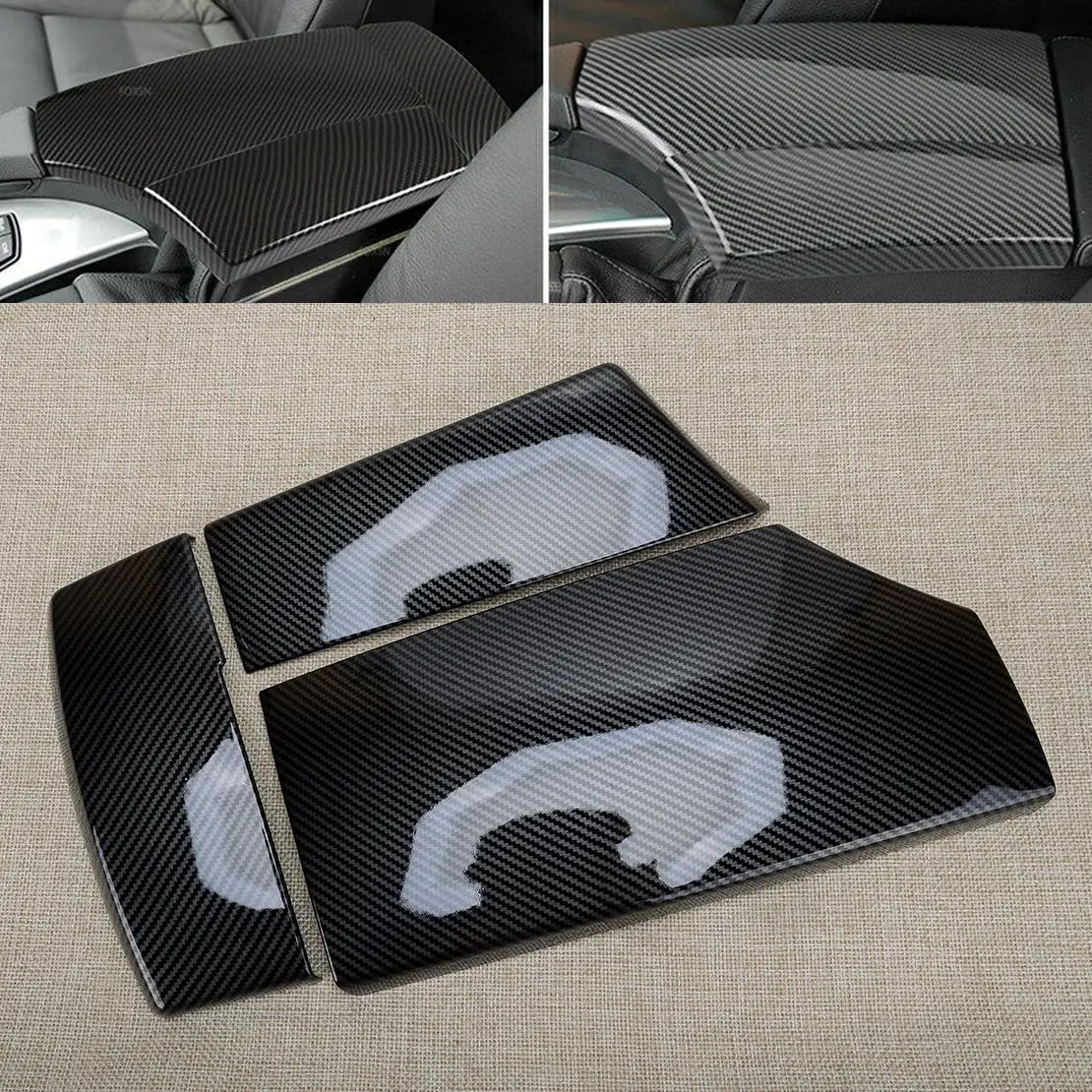 

Внутренняя центральная консоль, подлокотник, панель, крышка ящика для хранения, отделка из АБС-пластика, подходит для BMW 5 серии E60 2004-2010, LHD, черный стиль из углеродного волокна