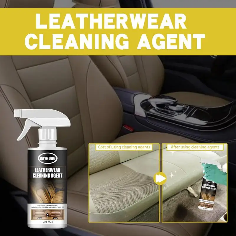 

60ml Car Leather Seat Maintenance Spray Car Interior Leather Cleaning Agent Stain Removal Refurbished Leather Sofa Cleaner Spray