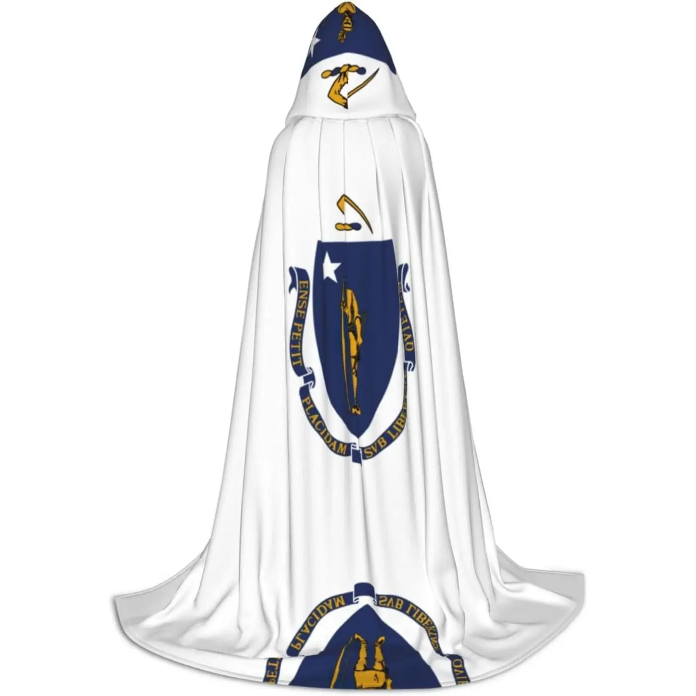 

Flag Print Full-Length Hooded Cloak Unisex Cloak Witch Wizard Cape For Halloween Cosplay Party keep warm Water Resistant