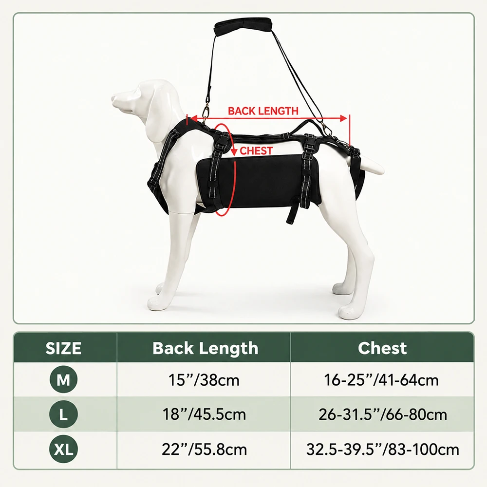 Coodeo Dog Lift Harness, Full Body Support & Recovery Sling, Pet Rehabilitation Lifts Vest for Old Dog with Arthritis Walk