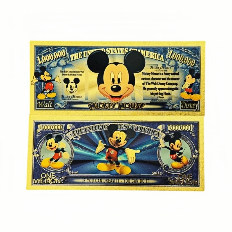 الأكثر مبيعًا من Disney Anime 6 أنواع من الأوراق النقدية ميكي مطلية بالذهب عيار 24 قيراط للتجميع