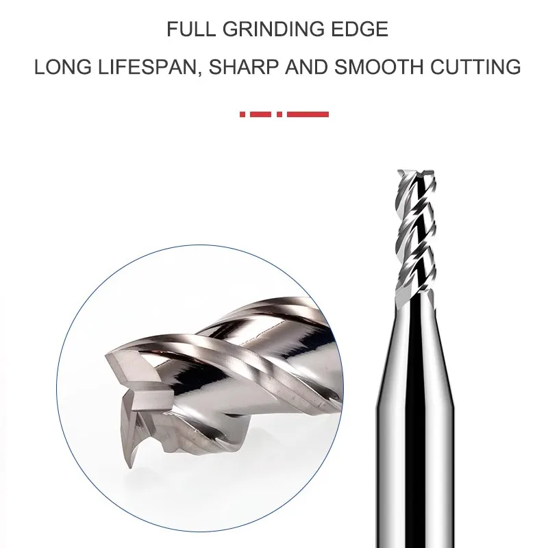 SHAZAM HRC55 3-Flute Tungsten Steel Decimal Point Nano Coating Flat Cutter Endmills CNC Mechanical Maching Milling Cutter Tools