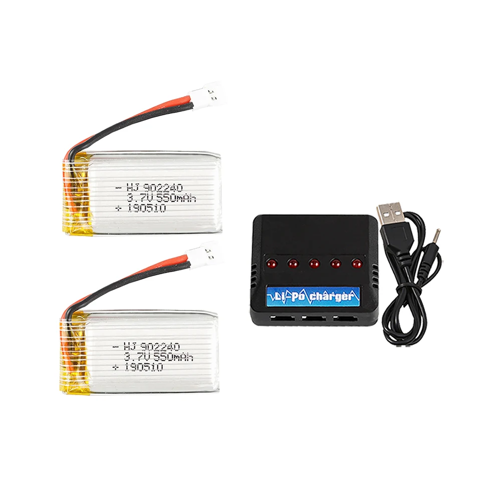 5 IN 1 3.7V 550mAh Lipo Battery With Charger For JXD 523 523W H43WH UFO Helicopters RC Quadcopter Spare Parts 2-5pcs Battery Set