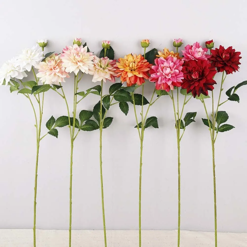 

Real Touch Artificial Dahlia Flower Realistic Handmade Simulation Big Dahlia Colorful Plant Fake Flower Dining Table Decor
