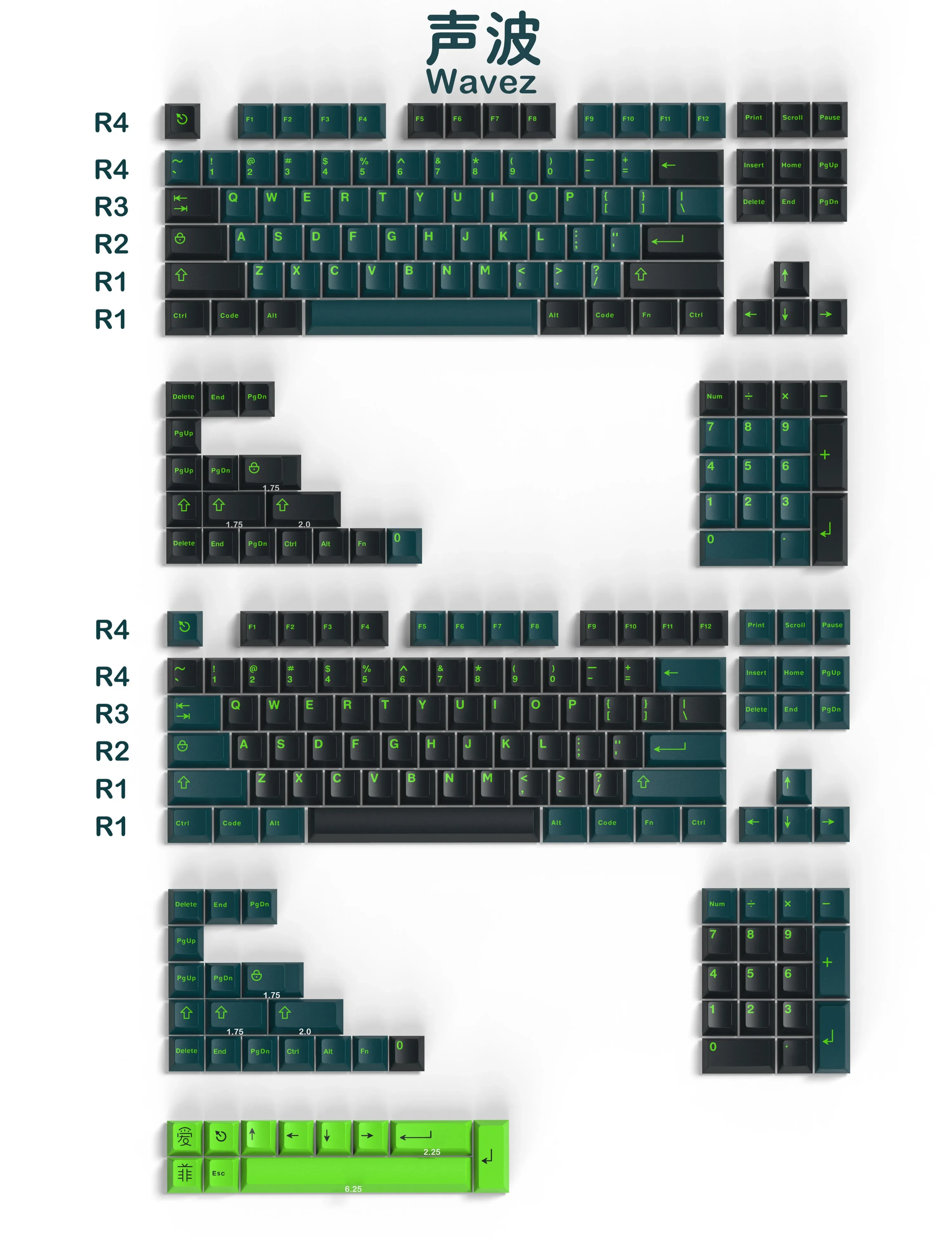 Sonic 253-key mechanical keyboard keycap ABS two-color molding cherry original factory height adaptation 61