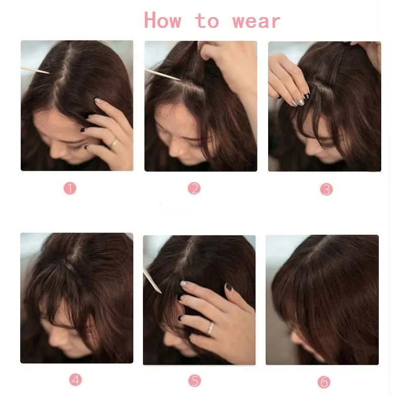 

Invisible Air Bangs Hair Extension: Synthetic Fake Front Fringes Hairpiece - Black & Brown for Women