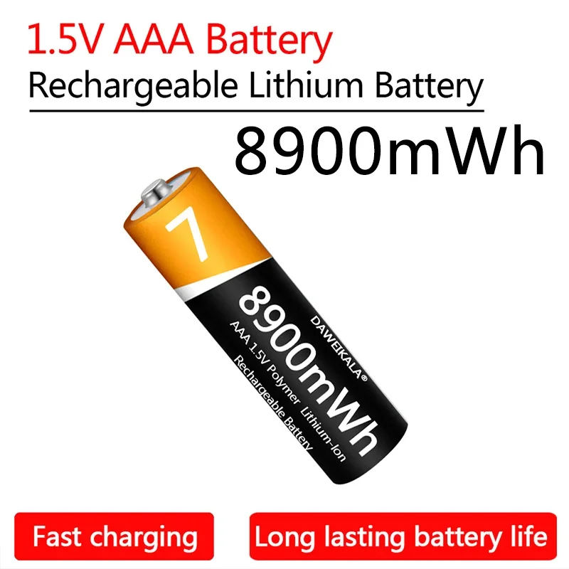 1.5V AAA Battery Rechargeable Lithium-ion Battery 8900mWh AAA Battery for remote control mouse small fan Electric toy