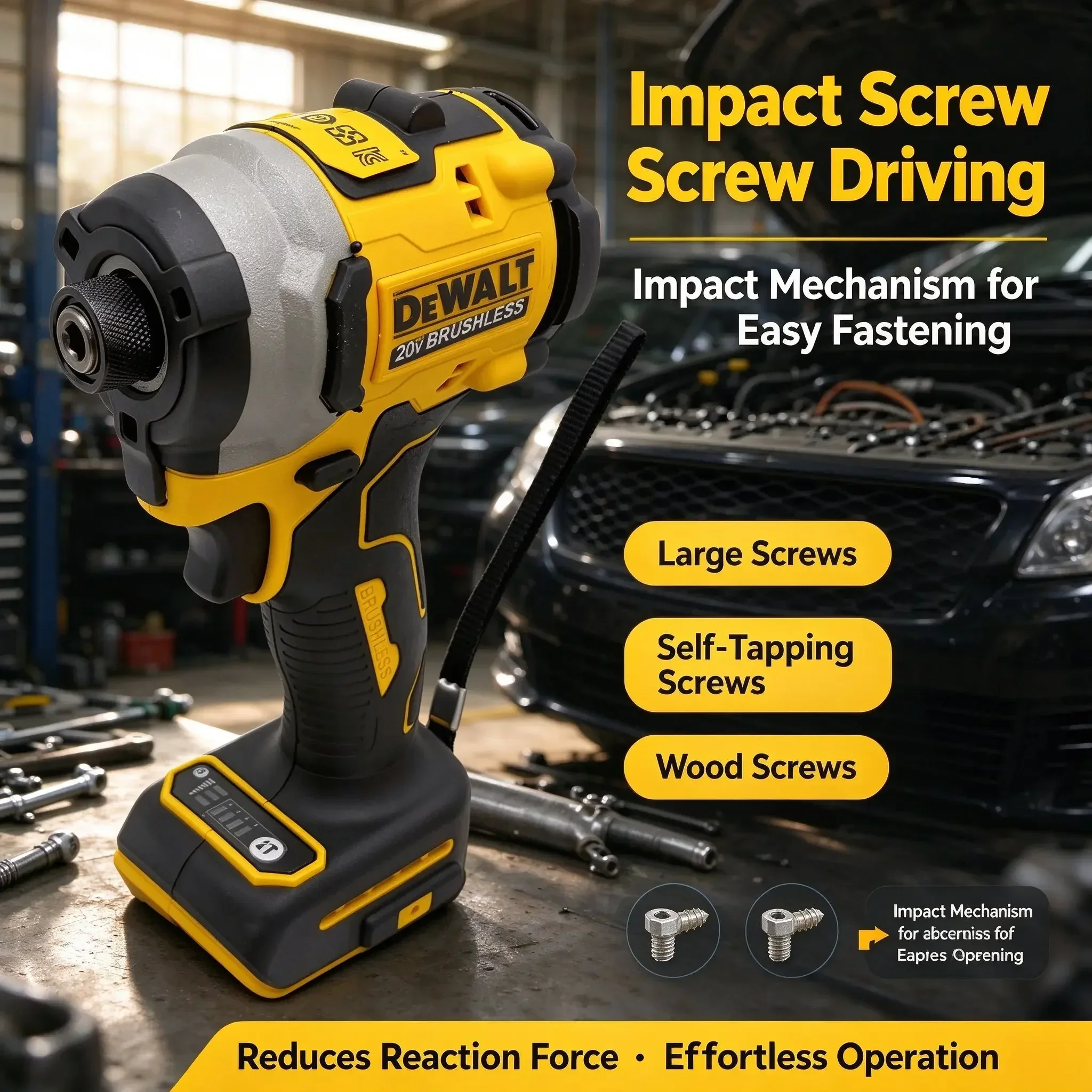 DEWALT Old DCD850 Brushless Cordless Drill, 20V Rechargeable Impact Screwdriver, Multifunctional Hand Power Tool