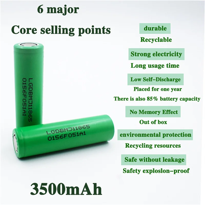 New 18650 lithium battery 3500mAh 3.7v 25A INR18650 MJ1 high power power tool battery 18650 rechargeable battery