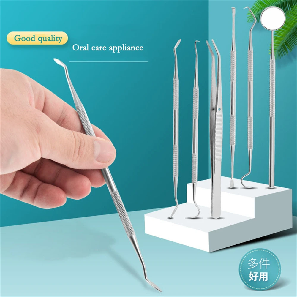 Dental Mouth Mirror Stainless Steel Tweezers Elbow Probe Dentist Instrument Teeth Cleaning Whitening Dentistry Prepare Tool Set