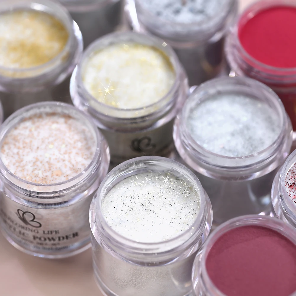Набор из 12 баночек с кристаллическим порошком: белые блестки, пудра для наращивания ногтей, акриловая пудра для французского маникюра, инструмент для моделирования ногтей