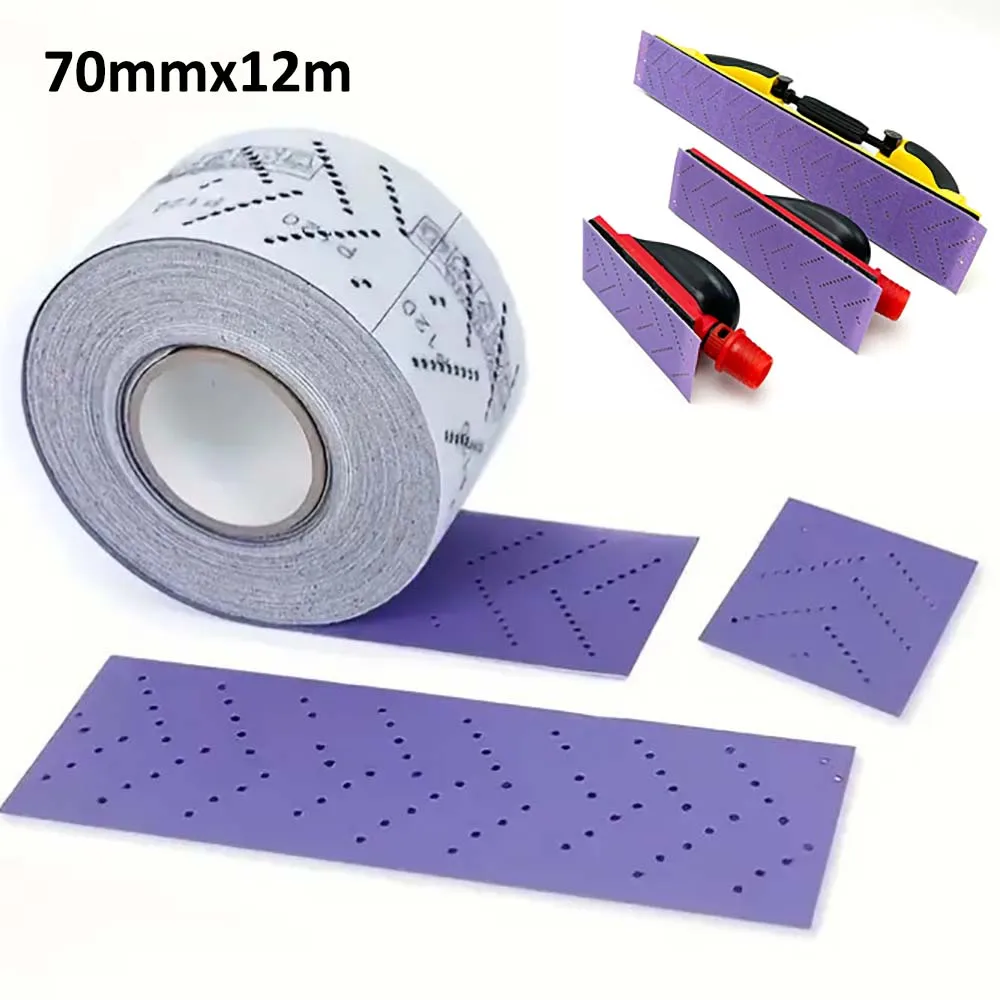 

70mmx12M Rectangular Hand Torn Sandpaper Roll Emery Cloth Roll Hand Sanding Board Hand Planing Three-in-one Dry Sanding Purple