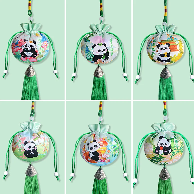 Sachet Empty Bag Chinese Style Jewelry Storage Bag Panda Pattern Embroidery Sachet Lucky Tassel Drawstring Bag