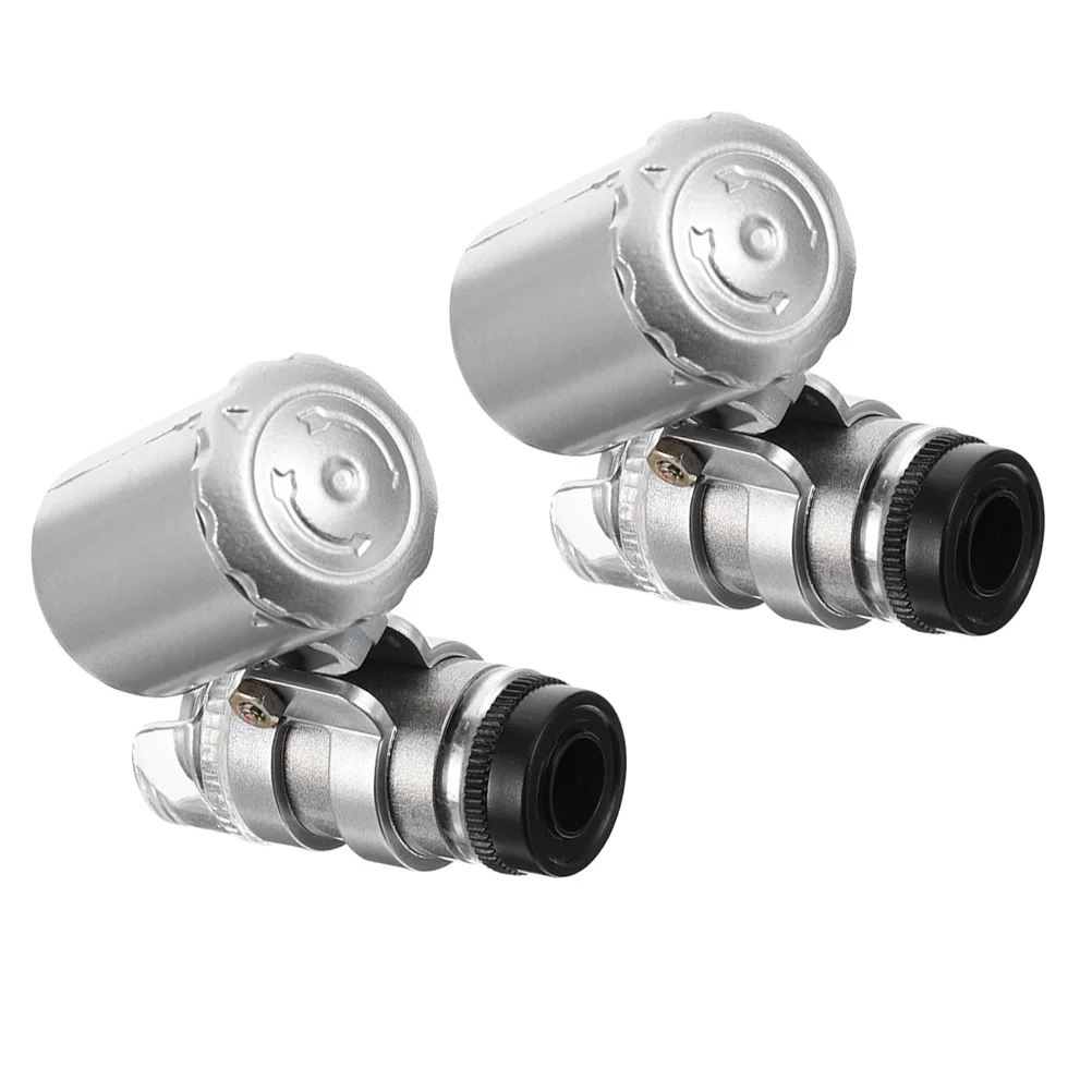 

2Pcs Jewelry Loupe Mini 60x Portable Microscope LED Light Currency Magnifier Jewelry Identification Tool Mini 60x Microscope