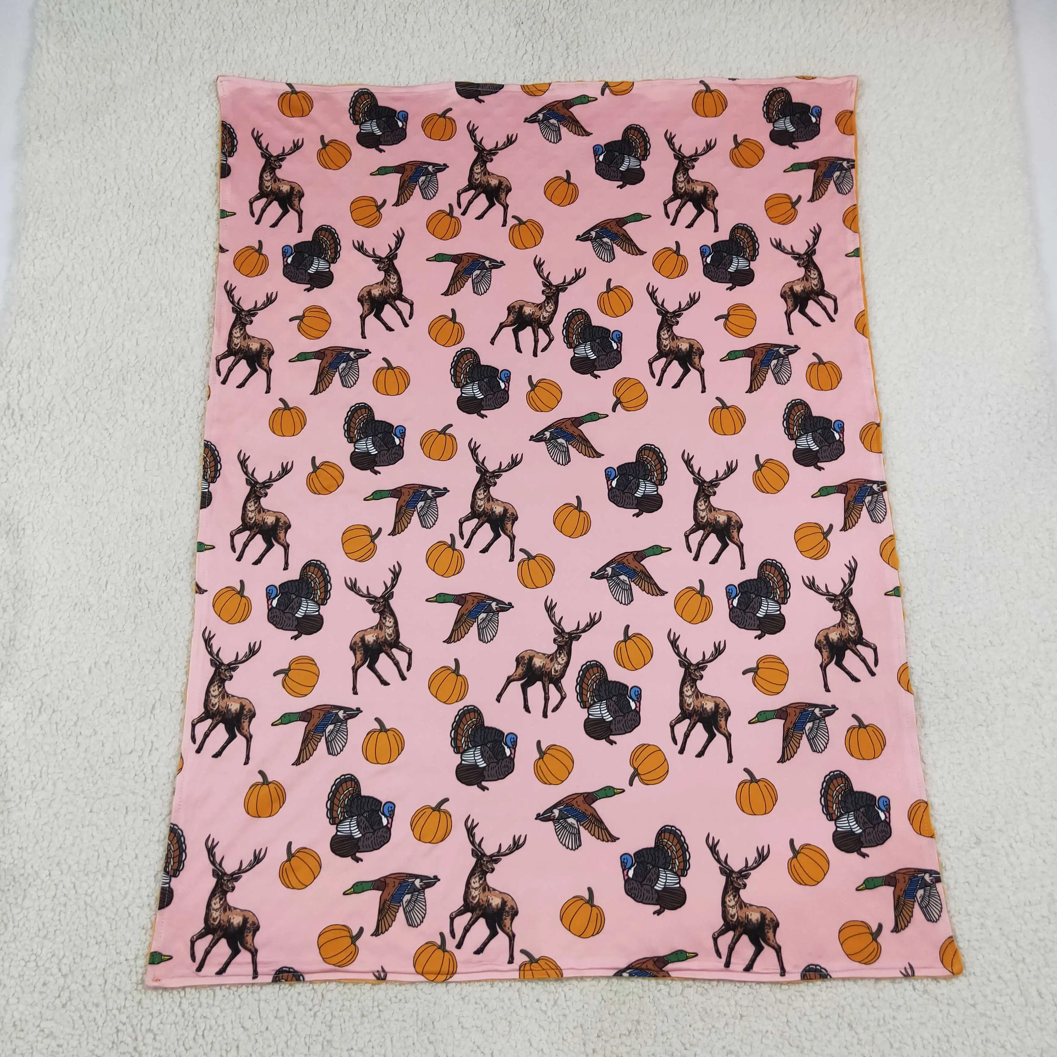 Wholesale Baby Girl Children Fall Thin Quilt Kids Girls Pumpkins turkey Thanksgiving Bedding Toddler Girls Flannel Blanket