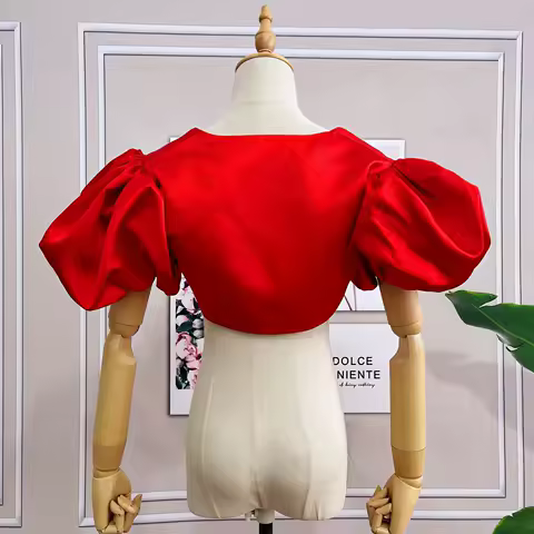 Women Short Sleeves Red Jacket Bolero Coat Matching Sleeveless Evening Dress Ladies Elegant Wrap Customize