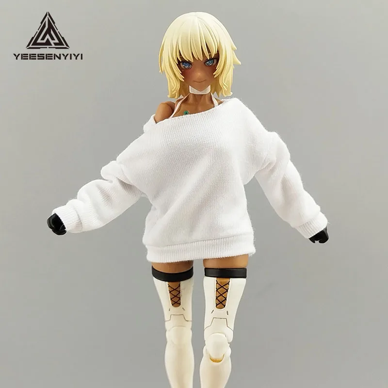 سويت شيرت نسائي كبير الحجم مكشوف الكتفين مقاس 1/12 مقاس 6 بوصات لشخصية الحركة | قمة دمية BJD مقاس 6 بوصات | الزي مجسمات 15 سم