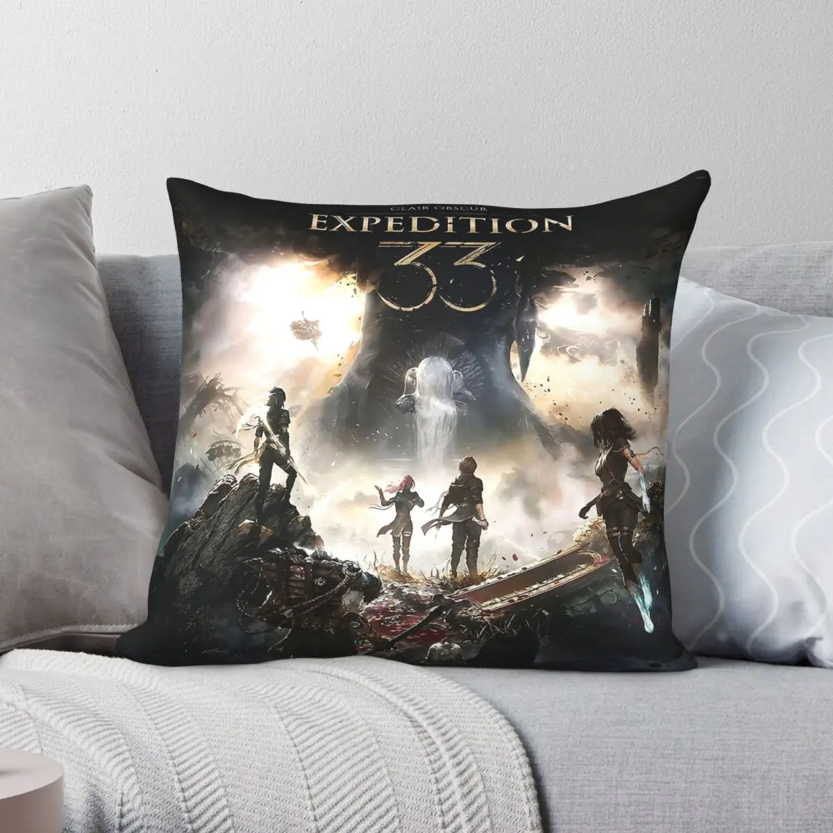 Clair Obscur Expedition 33 Square Pillowcase Polyester Linen Velvet Pattern Decorative Pillow Case Cushion Cover Wholesale 45x45