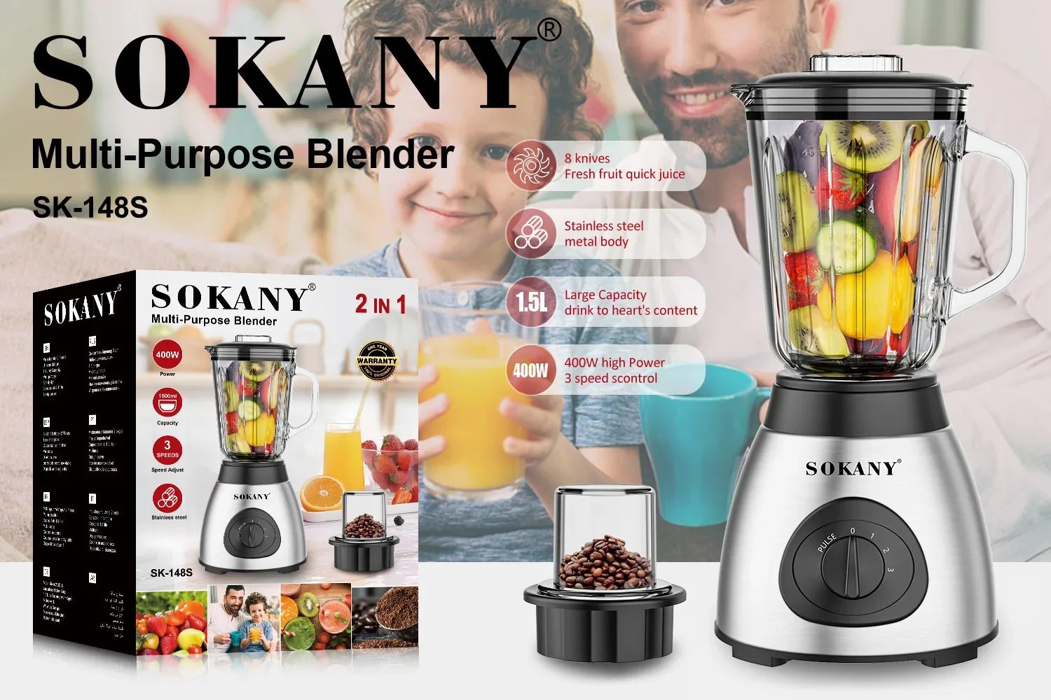 Wysokowydajna Blender do Smoothie, mocny Blender 18000 obr/min, mikser do kruszenia lodu do Smoothie/zupy/deseru/orzechów