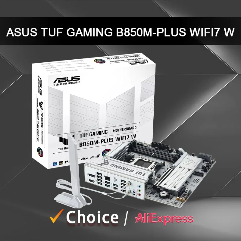 

ASUS New TUF GAMING B850M PLUS WIFI7 W AMD B850 Micro-ATX Supports up to 9000 series Ryzen Socket AM5 DDR5 Motherboard