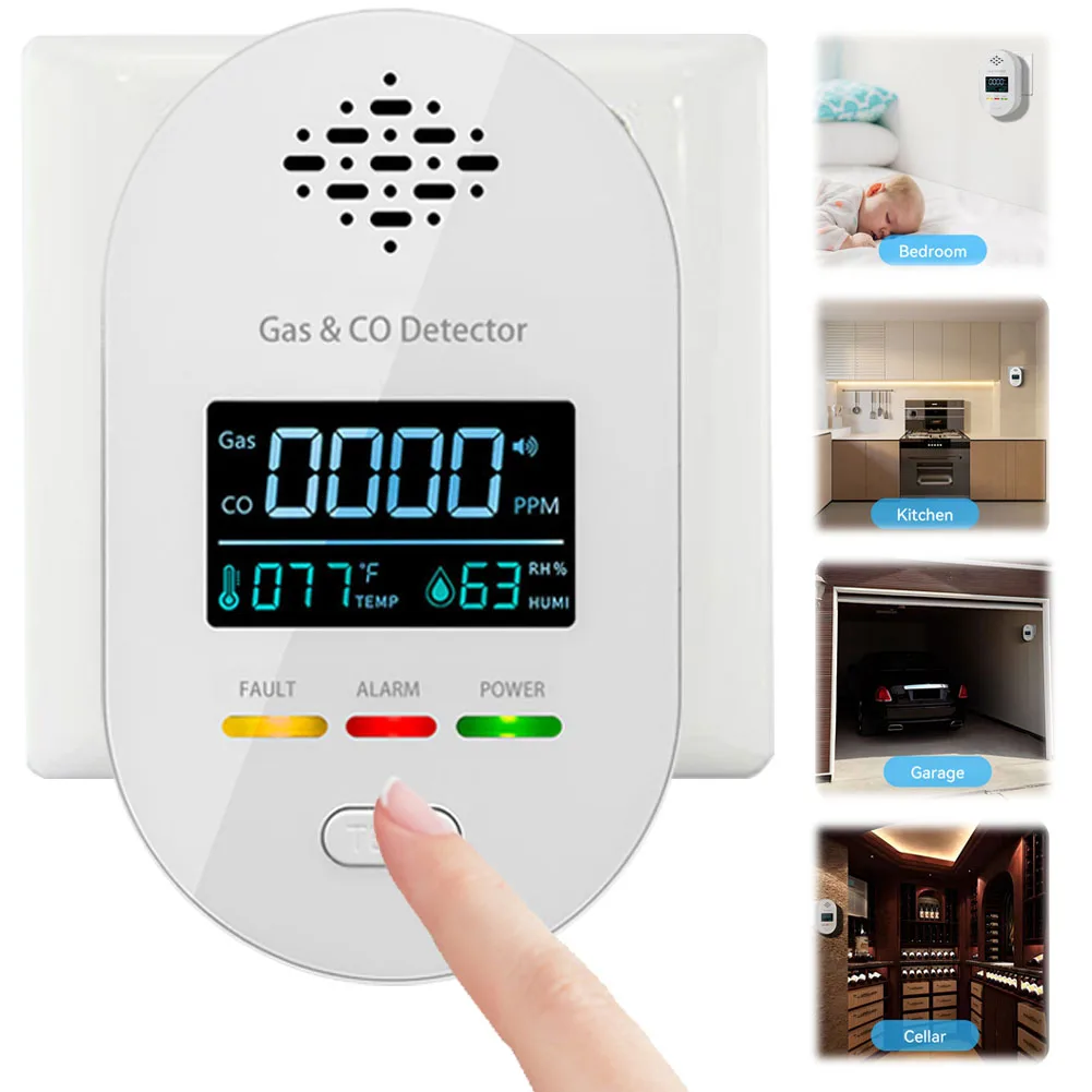 Carbon Monoxide Detector Carbon Monoxide Sensor with Temperature Humidity Display CO and Natural Gas Detector for Outdoor Travel