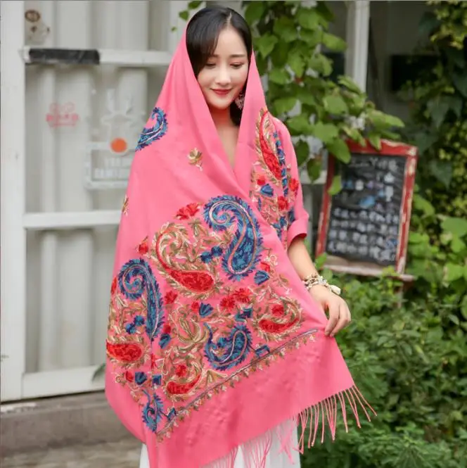 

Бренд-дизайнер, новый женский кашемировый шарф из пашмины с вышивкой, новый зимний теплый шарф с кисточками, длинный размер, шаль, модные шаль, шарфы